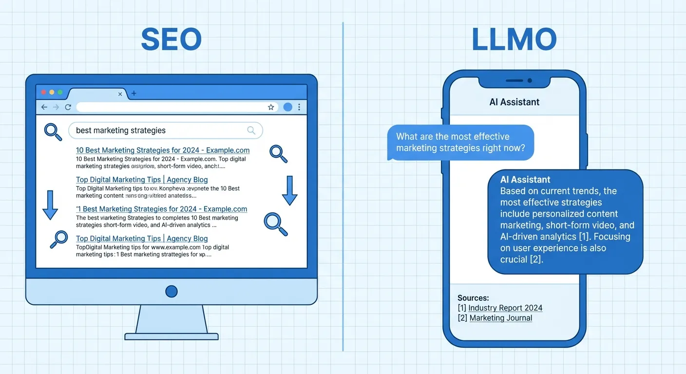 SEOとLLMOの構造比較