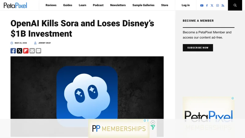 Sora終了を報じる海外メディアのスクリーンショット