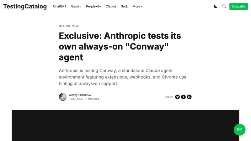 Anthropic Conway常時稼働AIエージェントの報道ページ（TestingCatalog）