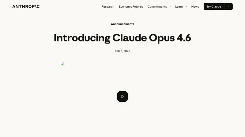 Anthropic公式：Introducing Claude Opus 4.6（2026年2月5日発表）