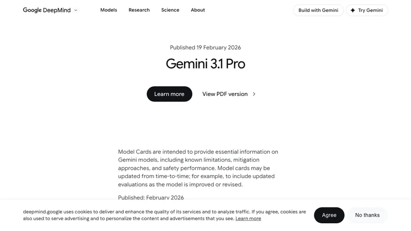 Google DeepMind Gemini 3.1 Proモデルカード 公式発表ページ