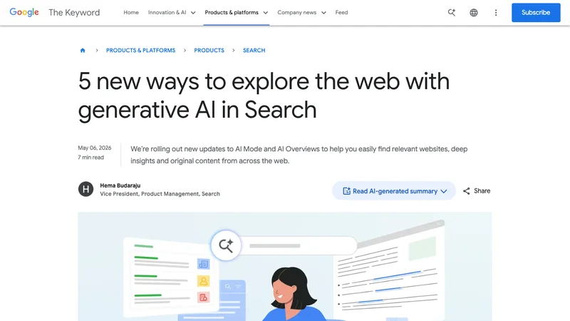 Google公式ブログのAI Mode更新案内画面