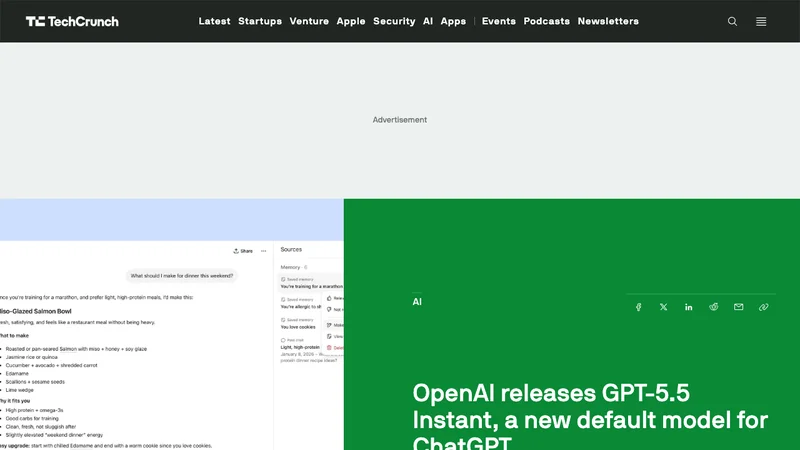 GPT-5.5 Instantのメモリソース機能を示すChatGPT画面のスクリーンショット