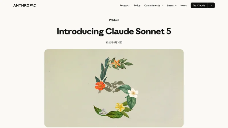 Anthropic公式のIntroducing Claude Sonnet 5ページ