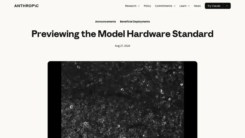 Anthropicが2026年8月27日に公開したModel Hardware Standardの発表ページ