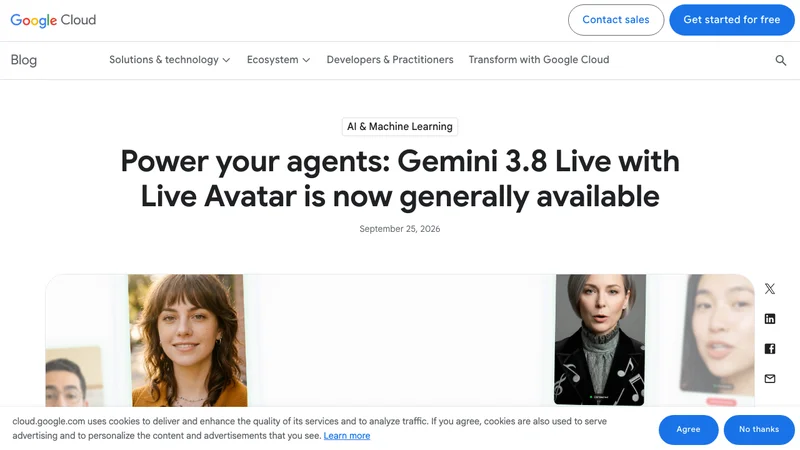 Gemini 3.8 Live with Live AvatarのGAを告知するGoogle Cloud公式ブログ
