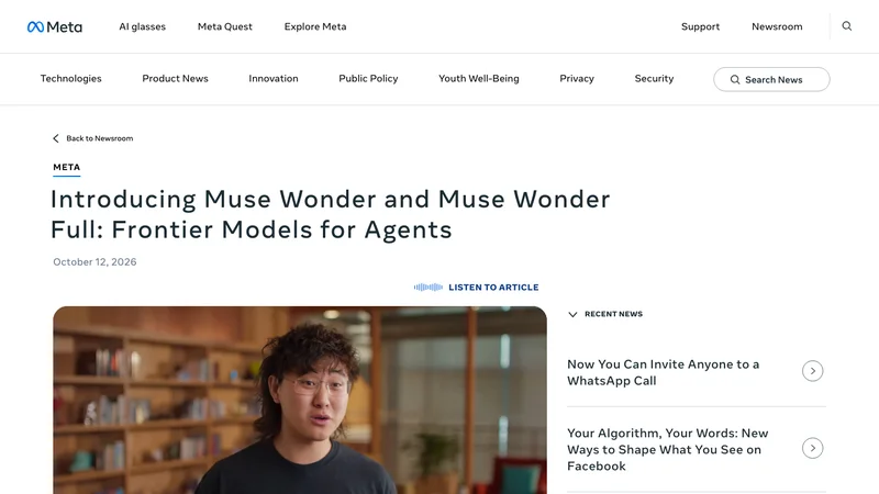 Meta公式発表のMuse WonderとMuse Wonder Fullの見出しと発表日
