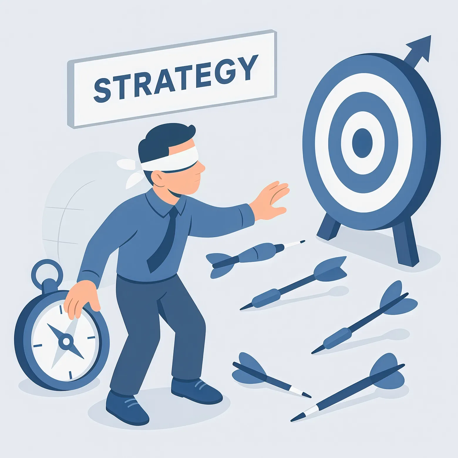 イラスト：打ち手が当てずっぽうのイメージ