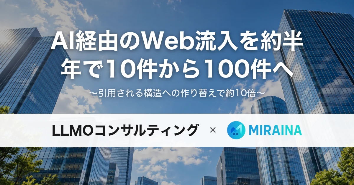 AI経由のWeb流入を約10倍に増加させたLLMO施策の事例メインビジュアル